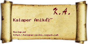 Kalaper Anikó névjegykártya